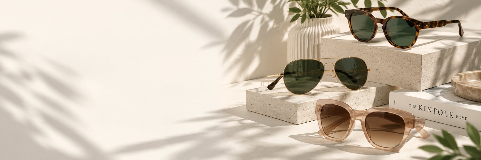 Designer sunglasses and eyeglasses on display
